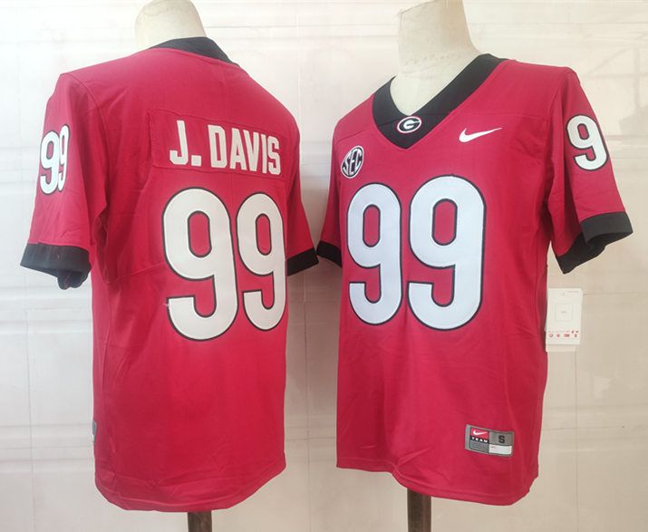 Men Georgia Bulldogs #99 J.Davis Red Nike 2025 NCAA Jersey->ncaa teams->NCAA Jersey